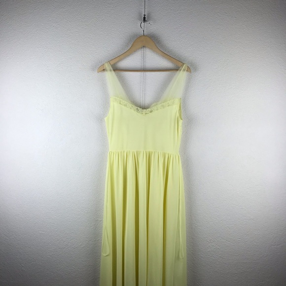 Vintage l 50s 36 Vanity Fair Yellow Nylon Tricot Tulle Lace Pinup Slip Nightgown - Picture 6 of 13